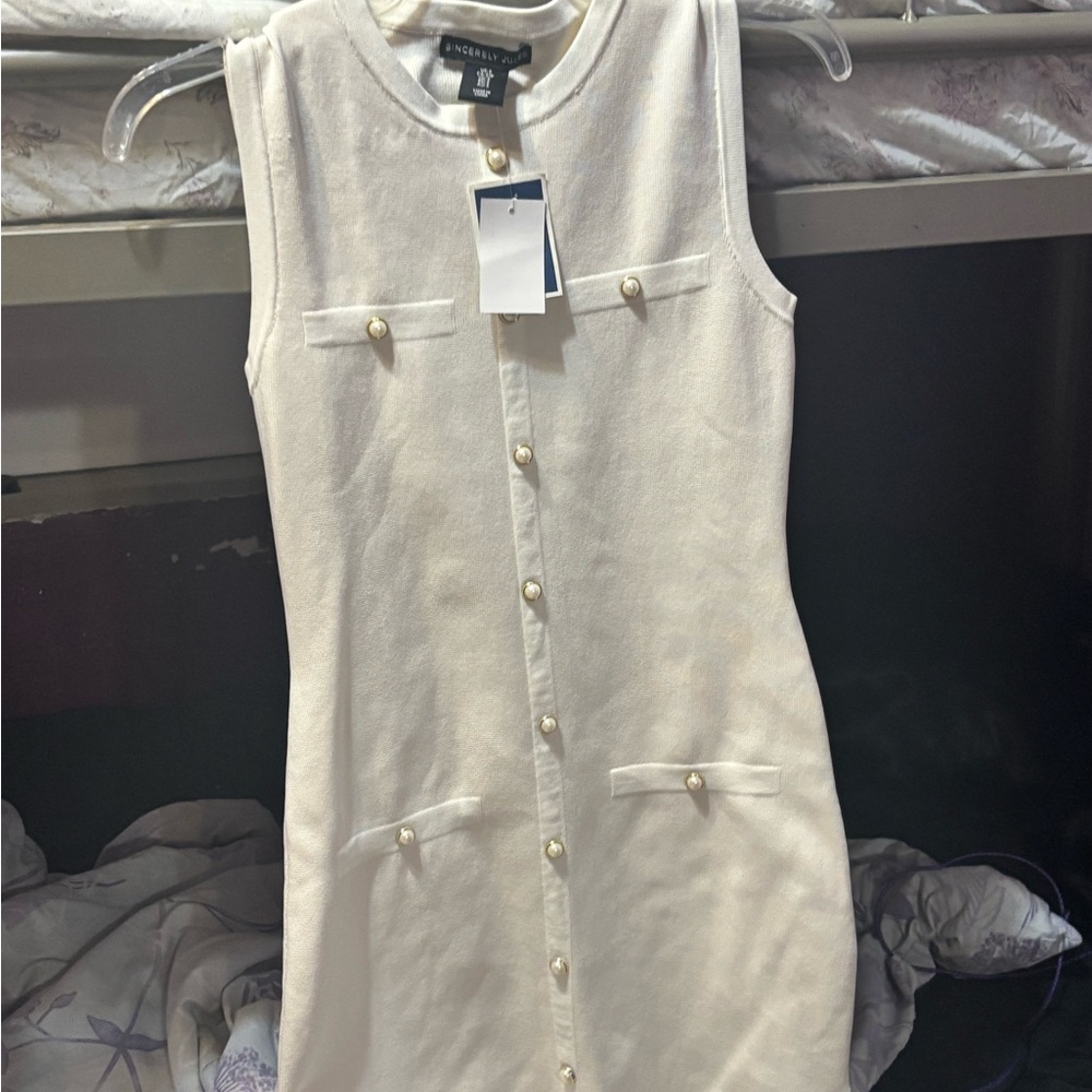 Sincerely Jules Cream Button-Down Mini Dress